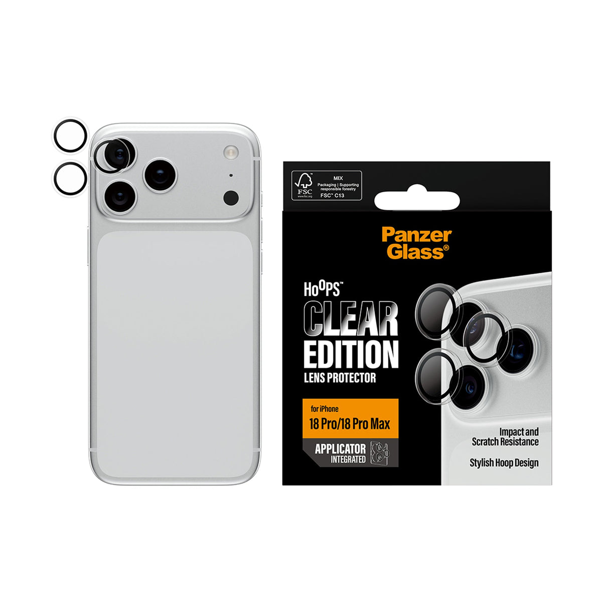 PanzerGlass Hoops Camera Lens Protector for iPhone 18 Pro/Pro Max (2026) - Transparent
