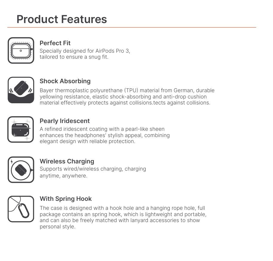 JTLEGEND Gleam Shock-Proof Case for AirPods Pro 3 (2025)