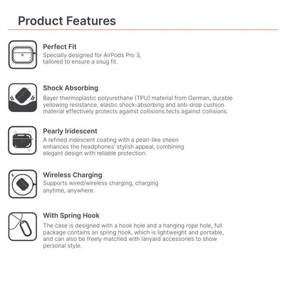 JTLEGEND Gleam Shock-Proof Case for AirPods Pro 3 (2025)