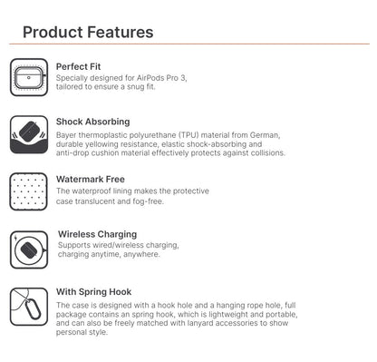 JTLEGEND Airy Shock-Proof Case for AirPods Pro 3 (2025) - Crystal