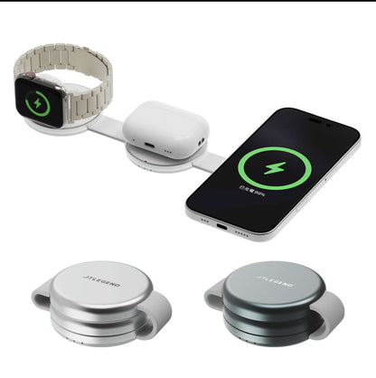 JTLEGEND Qi2 3-in-1 Wireless Charger for Smartphone, Apple Watch, Wireless Earphones