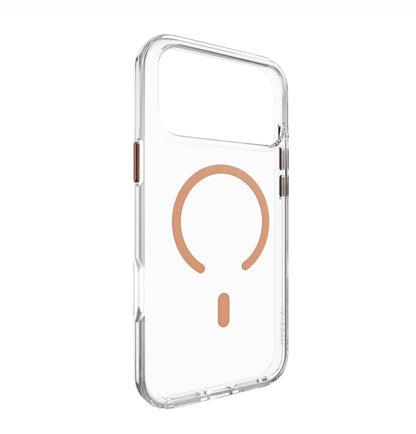 MAGEASY Bright M Protective Case with MagSafe for iPhone 17 Series (2025) - Clear/Coral Ring