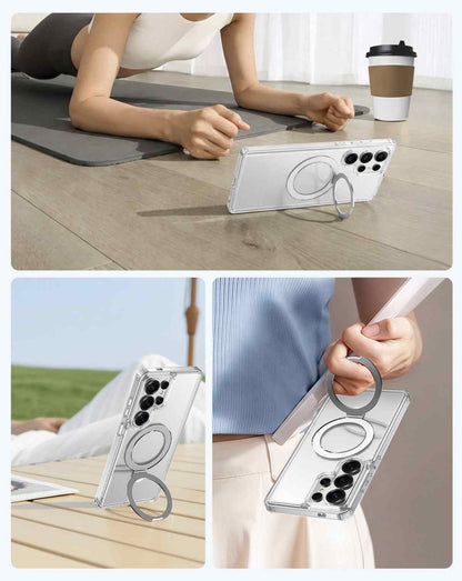 RAPTIC Air Stand Magnetic Case for Samsung Galaxy S26 Series (2026) - Clear