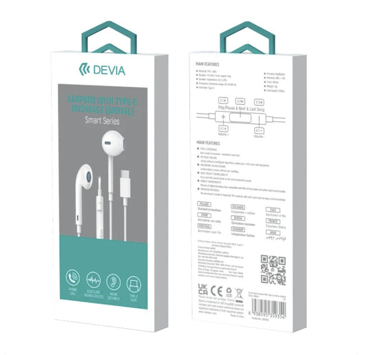 DEVIA Smart Seires Earpods With Type-C Interface (Digital) - White