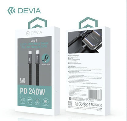 DEVIA Ultra3 C-C PD 240W Metal Woven Flat Fast Charging Cable (1.5M)