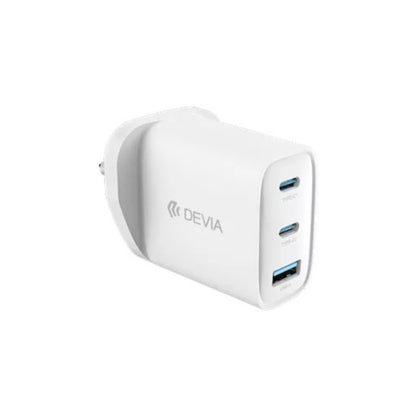 DEVIA Extreme Speed PD 65W A+2C Dynamic GaN Charger UK for Laptops, Tablets and Smartphones - White