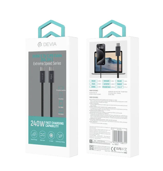 DEVIA Extreme Speed Series 240W C To C PD Cable (5A, 1M) - Black