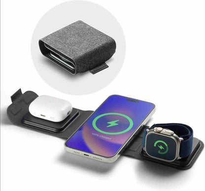 Mophie 3 in 1 Travel Charger with MagSafe included 30W USB-C Wall Adapter and C to C Cable - Black