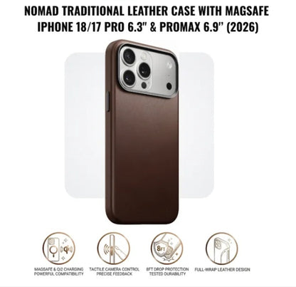 Nomad Traditional Leather Case with MagSafe for iPhone 18/17 Pro 6.3" & iPhone 18/17 PROMAX (2026)