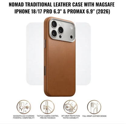 Nomad Traditional Leather Case with MagSafe for iPhone 18/17 Pro 6.3" & iPhone 18/17 PROMAX (2026)