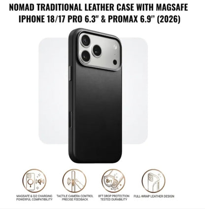 Nomad Traditional Leather Case with MagSafe for iPhone 18/17 Pro 6.3" & iPhone 18/17 PROMAX (2026)