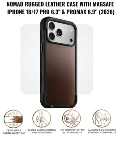 Nomad Rugged Leather Case with MagSafe for iPhone 18/17 Pro 6.3" & iPhone 18/17 PROMAX (2026)