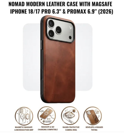 Nomad Modern Leather Case with MagSafe for iPhone 18/17 Pro 6.3" & iPhone 18/17 PROMAX (2026)