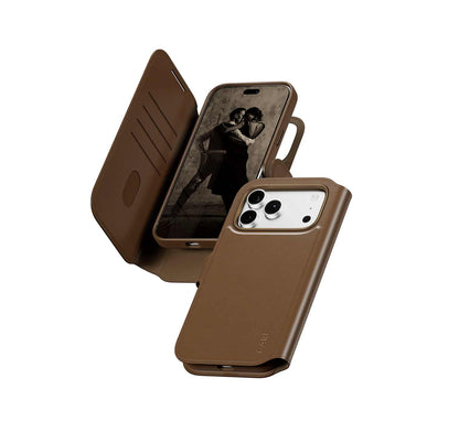 CARE by PanzerGlass Tango 2-in-1 Wallet Case with MagSafe for iPhone 18/17 Series (2026) - Brown