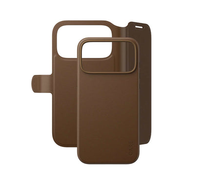CARE by PanzerGlass Tango 2-in-1 Wallet Case with MagSafe for iPhone 18/17 Series (2026) - Brown