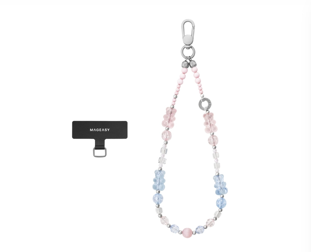 MAGEASY Beaded Wrist Strap + Strap Card Snap Hook (with Strap Card)