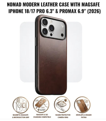 Nomad Modern Leather Case with MagSafe for iPhone 18/17 Pro 6.3" & iPhone 18/17 PROMAX (2026)