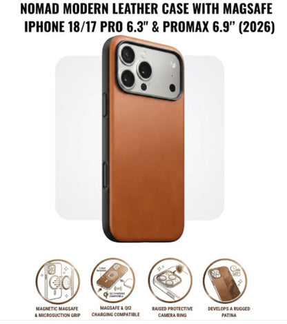 Nomad Modern Leather Case with MagSafe for iPhone 18/17 Pro 6.3" & iPhone 18/17 PROMAX (2026)