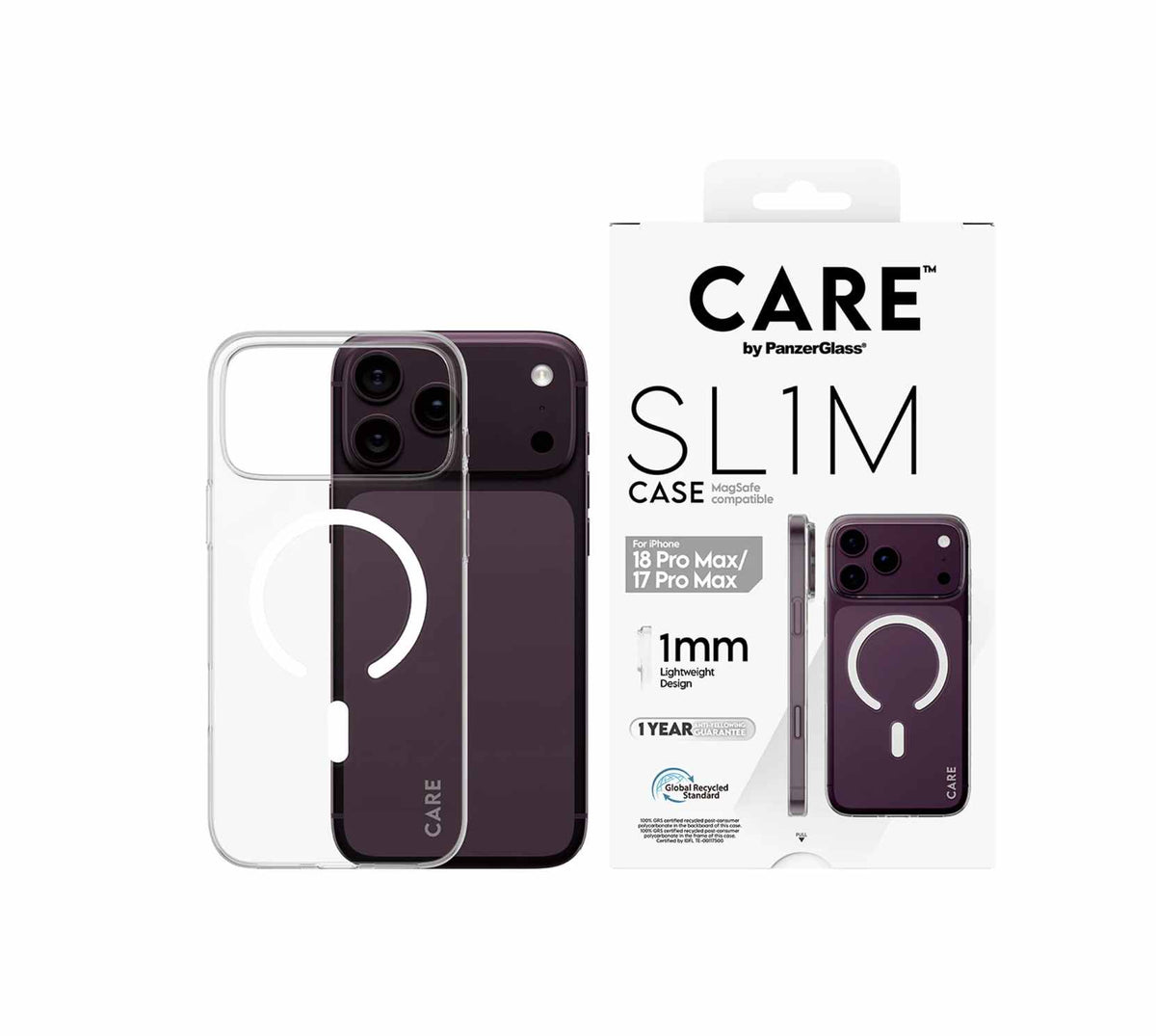CARE by PanzerGlass SL1M Case with MagSafe for iPhone 18/17 Series (2026/2025) - Transparent
