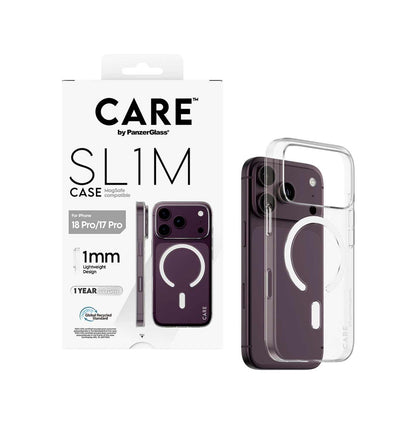 CARE by PanzerGlass SL1M Case with MagSafe for iPhone 18/17 Series (2026/2025) - Transparent