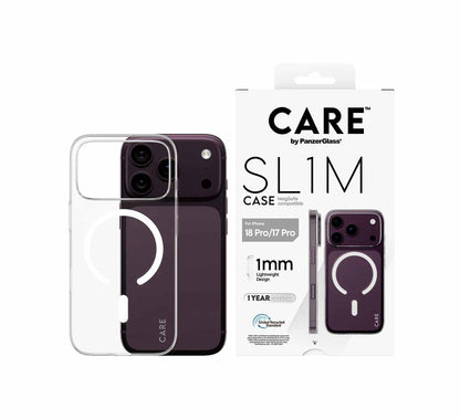 CARE by PanzerGlass SL1M Case with MagSafe for iPhone 18/17 Series (2026/2025) - Transparent