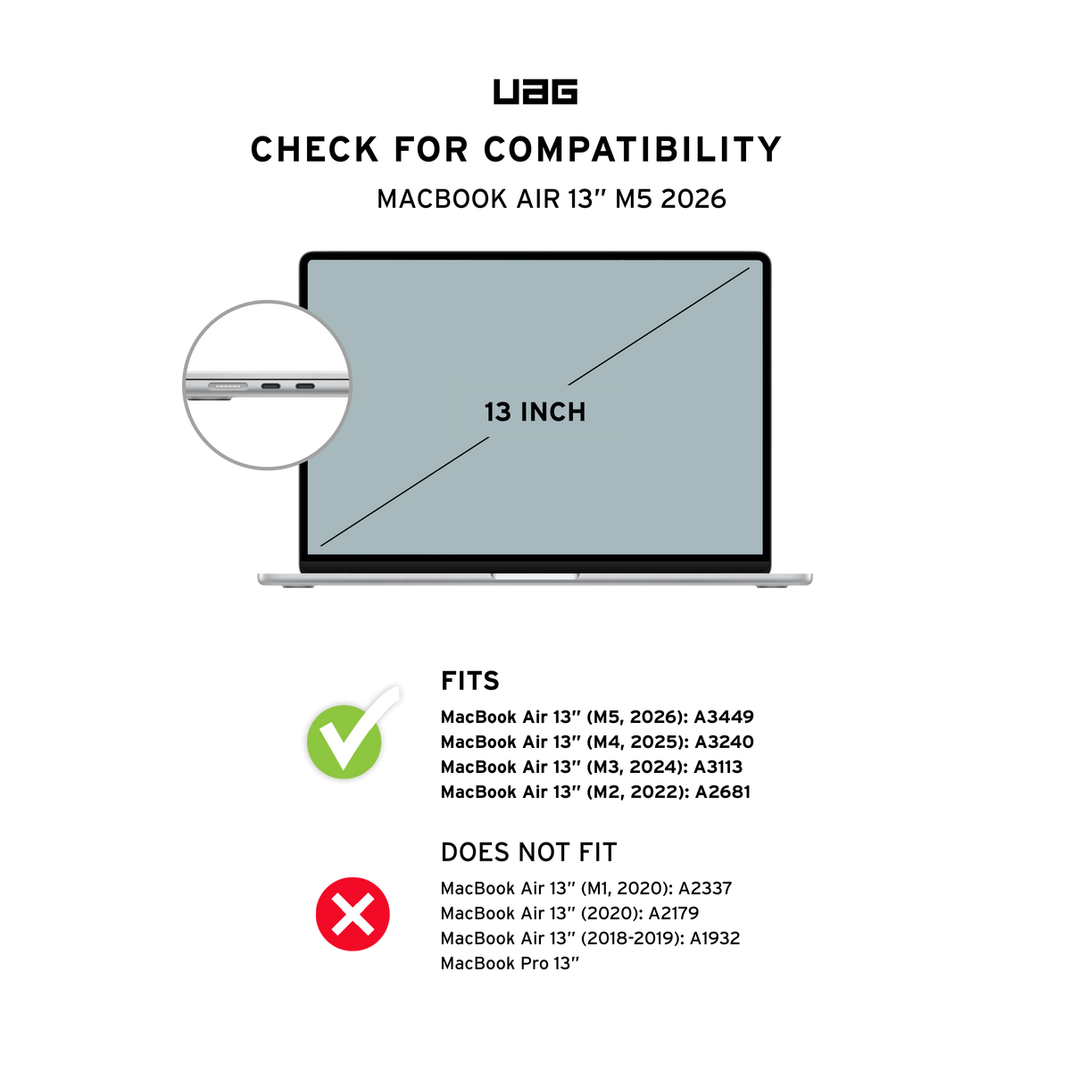 UAG MacBook Air 13 compatibility chart