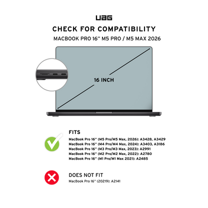 UAG MacBook Pro 16 compatibility chart