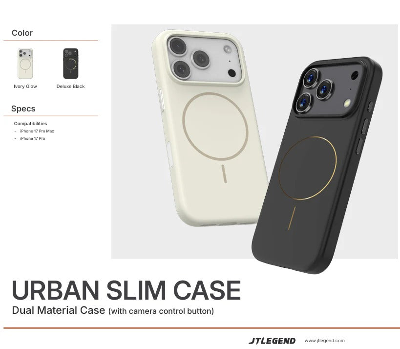 JTLEGEND Urban Slim Case with MagSafe for Apple iPhone 17 Series (2025) (with Camera Control Button)