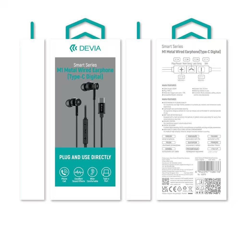 DEVIA Smart Series M1 Metal Wired Earphone (Type-C Digital) EM110