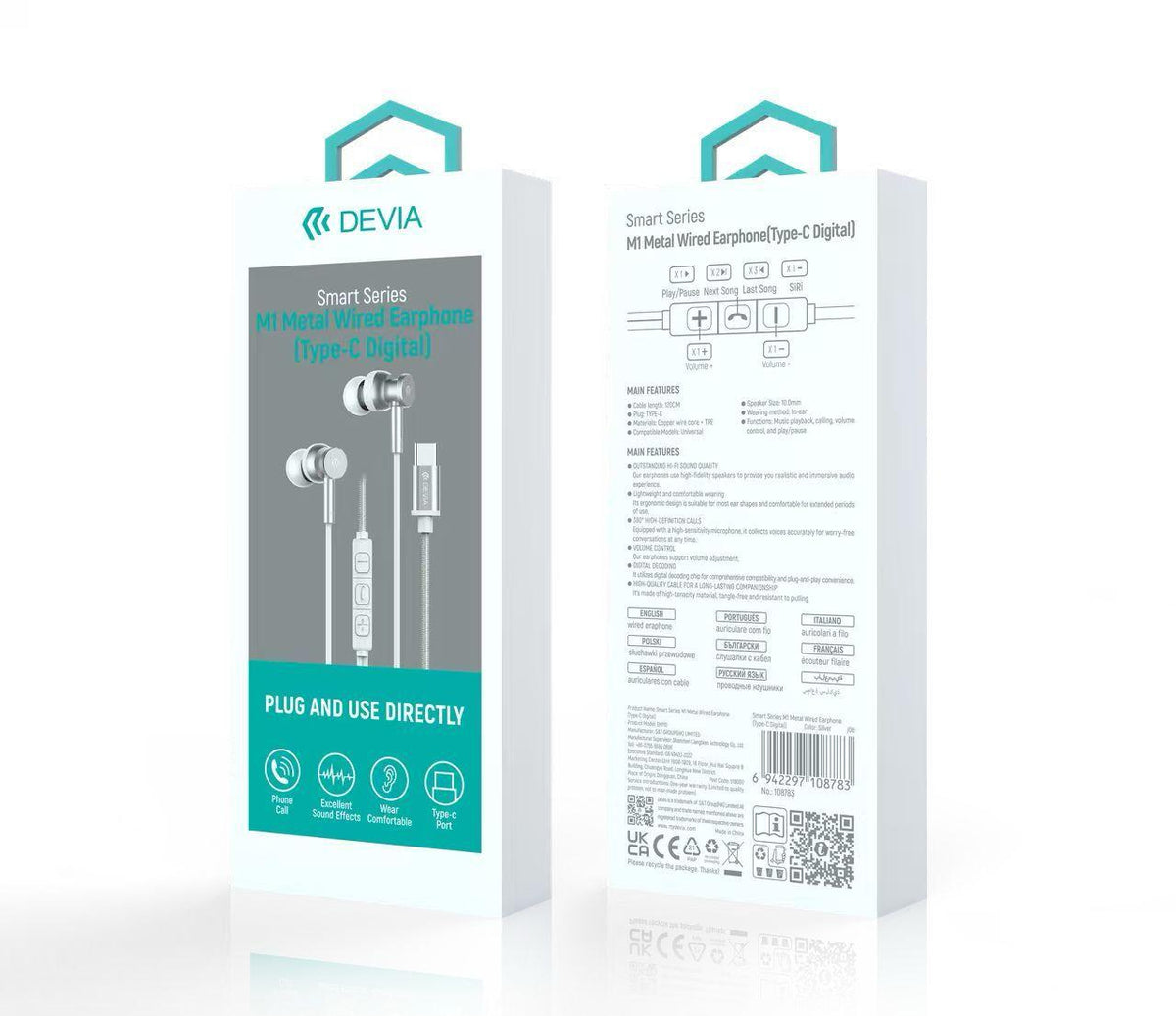 DEVIA Smart Series M1 Metal Wired Earphone (Type-C Digital) EM110