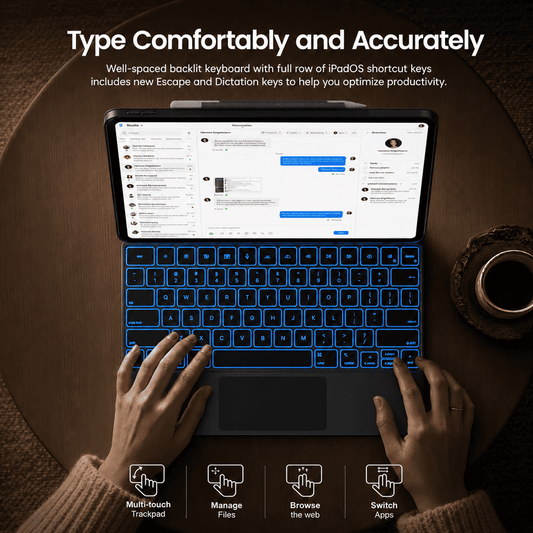 Typecase Edge+ Magnetic Keyboard with Protective Case for iPad Air 13" / iPad Pro 12.9" & 13" - Black