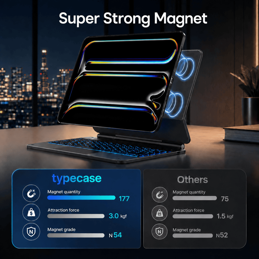 Typecase Edge+ Magnetic Keyboard with Protective Case for iPad Air 13" / iPad Pro 12.9" & 13" - Black