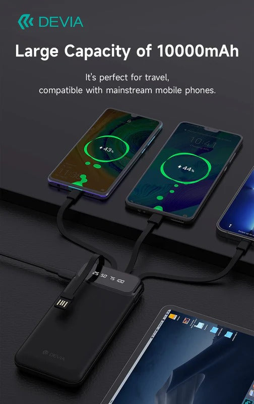 DEVIA Kintone Series Power Bank With Built-in 4 Cables (10000mAh)