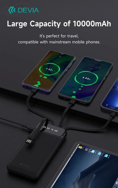 DEVIA Kintone Series Power Bank With Built-in 4 Cables (10000mAh)