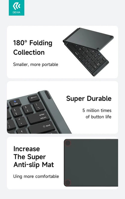 DEVIA Lingo Series Foldable Wireless Keyboard - Gray