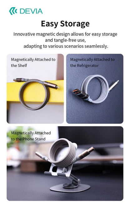 DEVIA Ultra 2 Multi Functions 4 In 1 Woven Magnetic Fast Cable (1.2M)- Natural Titanium