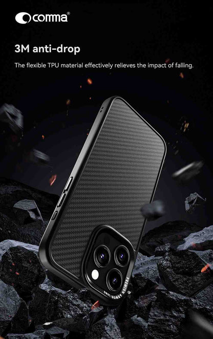 Comma Kevlar Magnetic Shockproof Case with MagSafe for iPhone 17 Series (2025) - Black