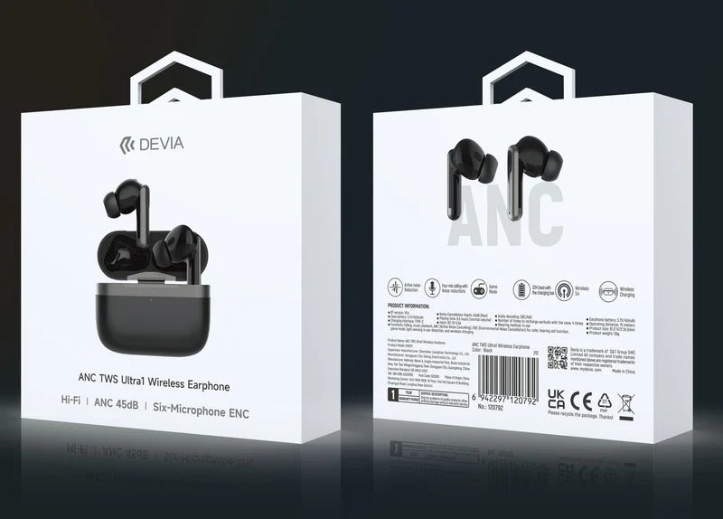 DEVIA ANC TWS Ultra1 Wireless Earphone - Black
