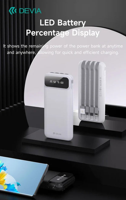DEVIA Kintone Series Power Bank With Built-in 4 Cables (10000mAh)