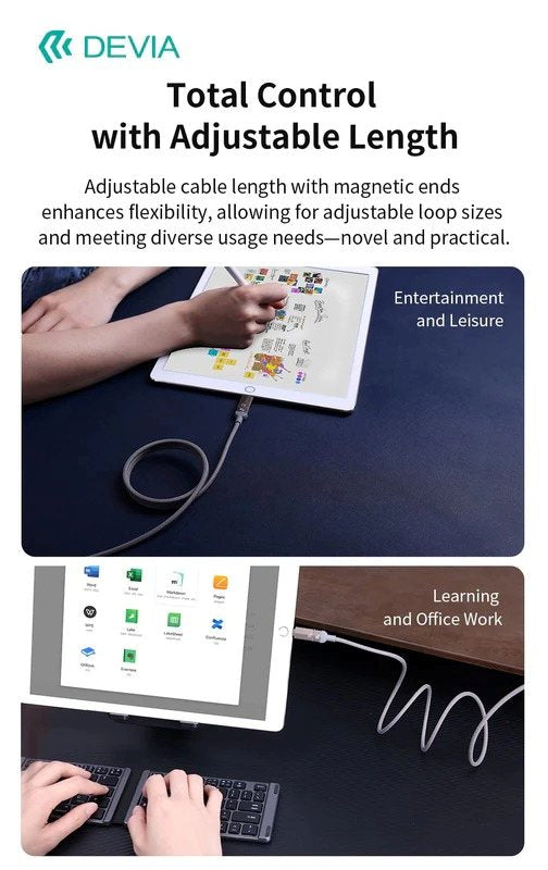 DEVIA Ultra 2 Multi Functions 4 In 1 Woven Magnetic Fast Cable (1.2M)- Natural Titanium