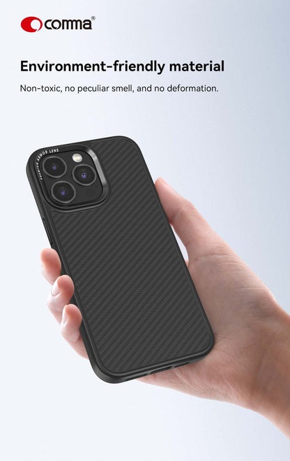 Comma Kevlar Magnetic Shockproof Case with MagSafe for iPhone 17 Series (2025) - Black