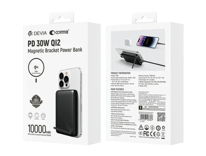 DEVIA Extreme Speed Series Mini PD 30W QI2 Magnetic Bracket Power Bank (10000mAh)