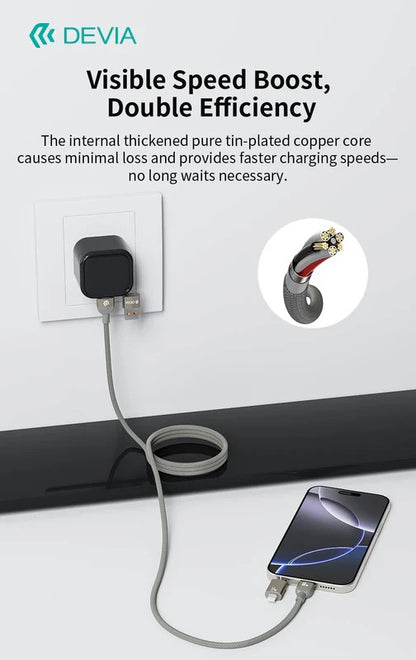 DEVIA Ultra 2 Multi Functions 4 In 1 Woven Magnetic Fast Cable (1.2M)- Natural Titanium