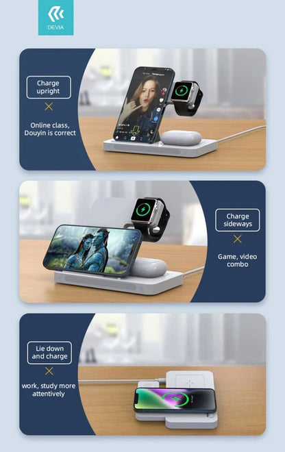 DEVIA Smart Series 3 In 1 Bracket Wireless Charger - White