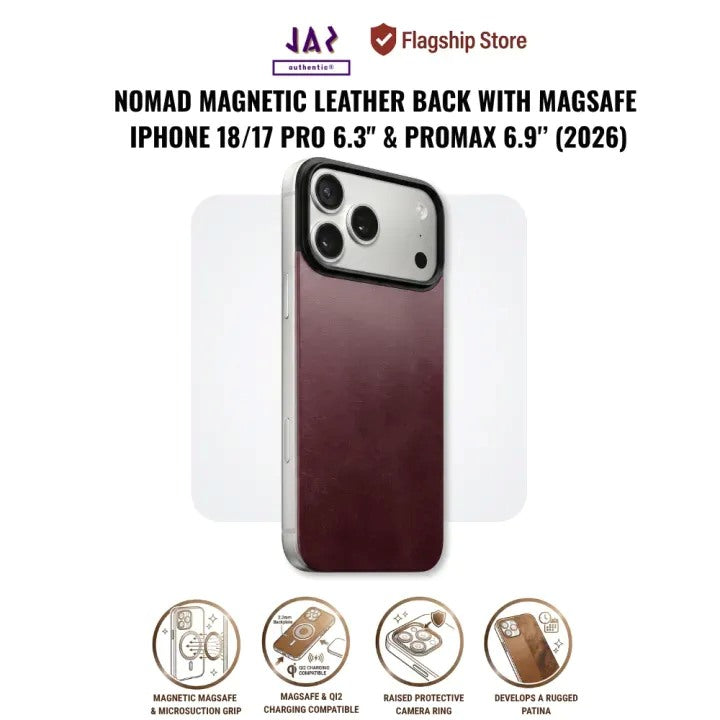 NOMAD Magnetic Leather Back with MagSafe iPhone 18/17 Pro 6.3" & iPhone 18/17 PROMAX (2026)