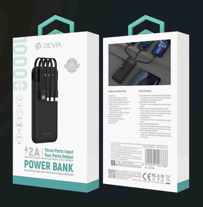 DEVIA Kintone Series Power Bank With Built-in 4 Cables (10000mAh)