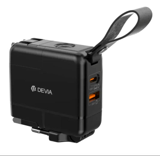 DEVIA Global Multi-function 45W PD+QC GaN Charger for Laptops, Tablets and Smartphones - Black