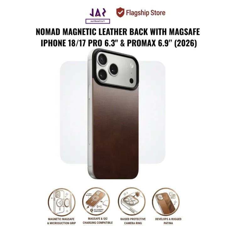 NOMAD Magnetic Leather Back with MagSafe iPhone 18/17 Pro 6.3" & iPhone 18/17 PROMAX (2026)