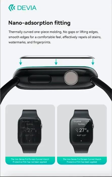 DEVIA Watch Protective Film with Assist Tool for Apple Watch (2025/2024) - Clear