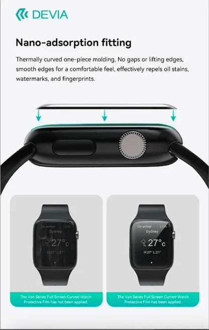 DEVIA Watch Protective Film with Assist Tool for Apple Watch (2025/2024) - Clear